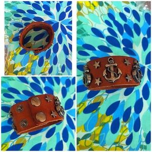 Anchor and Star Leather Bracelet
